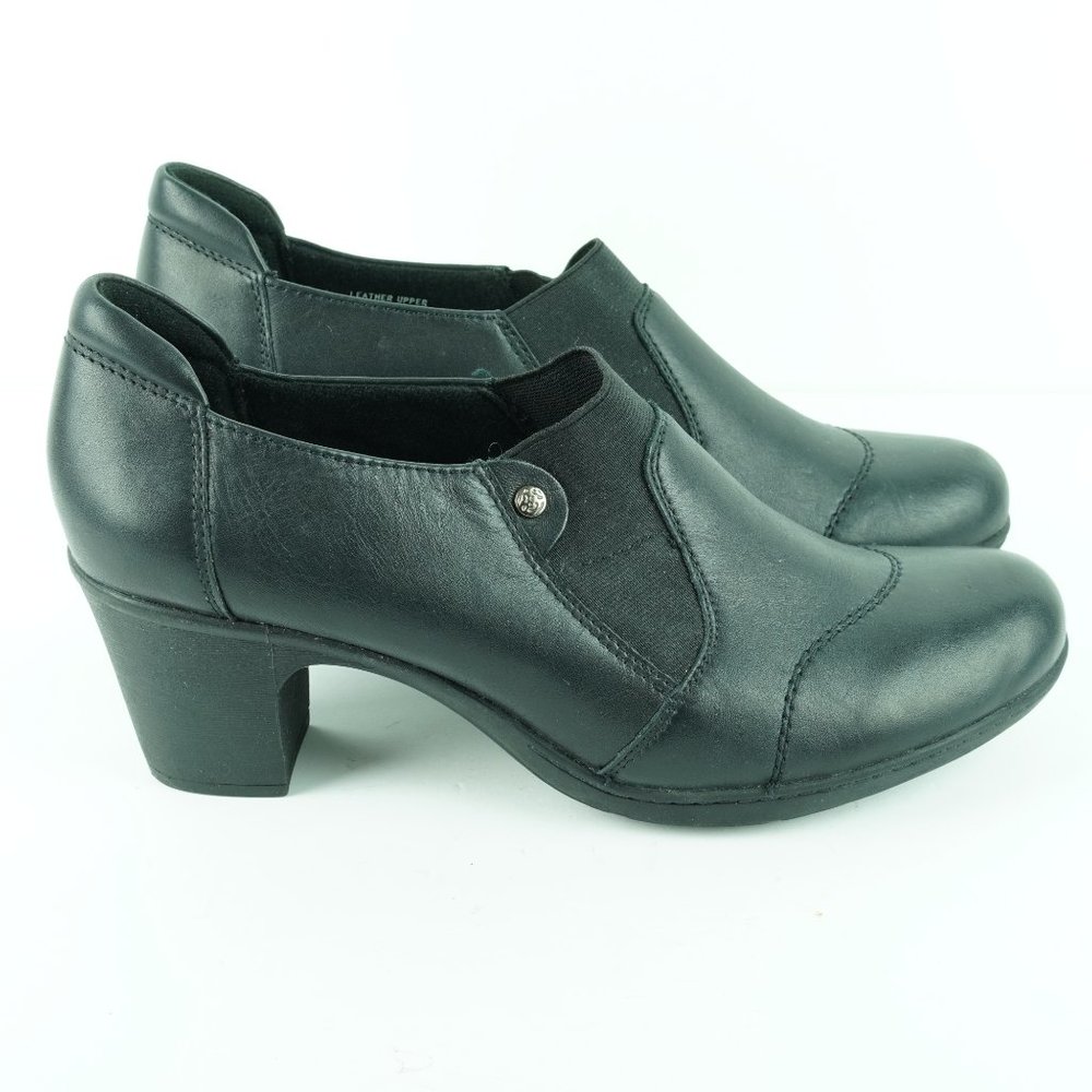 Earth Origins Beatrice Ankle Boots 10 Black Leather Low Booties Shoes Shooties